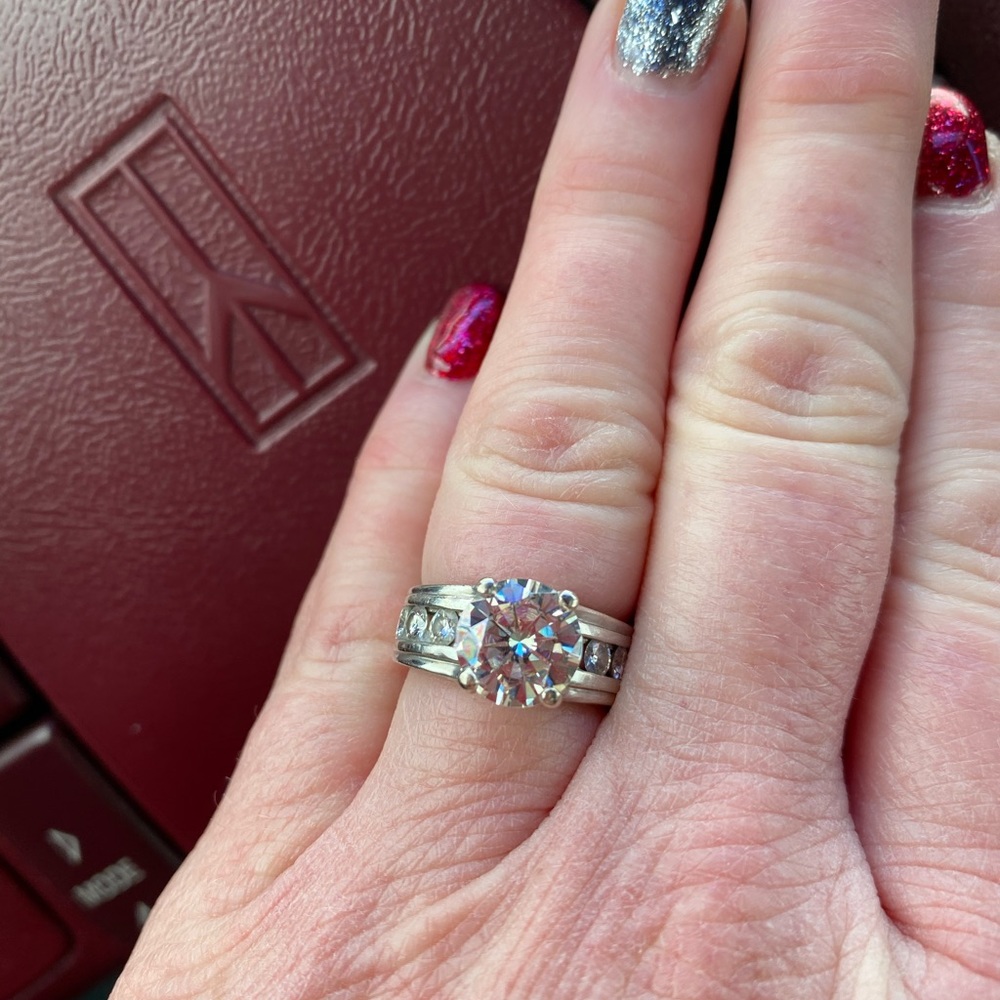 4ct total weight Charles and colvard engagement